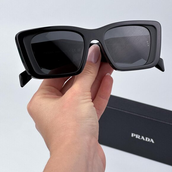Prada PR08YSF 1AB5S0 Women BRAND NEW Sunglasses Black Grey Cat Eye - Picture 1 of 11